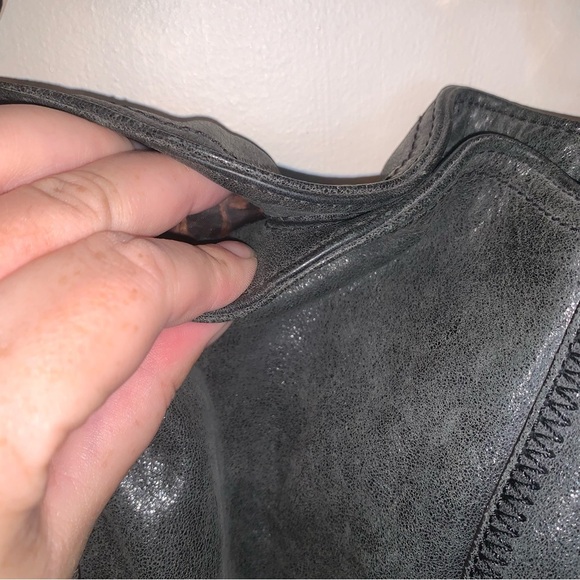 B. Makowsky Dark Gray Leather Shoulder Bag - Picture 5 of 14